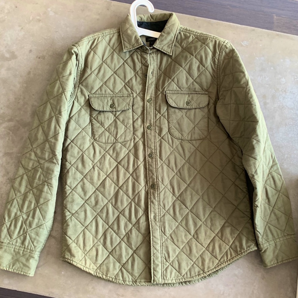Green Quilted J Crew Light Jacket (Medium)